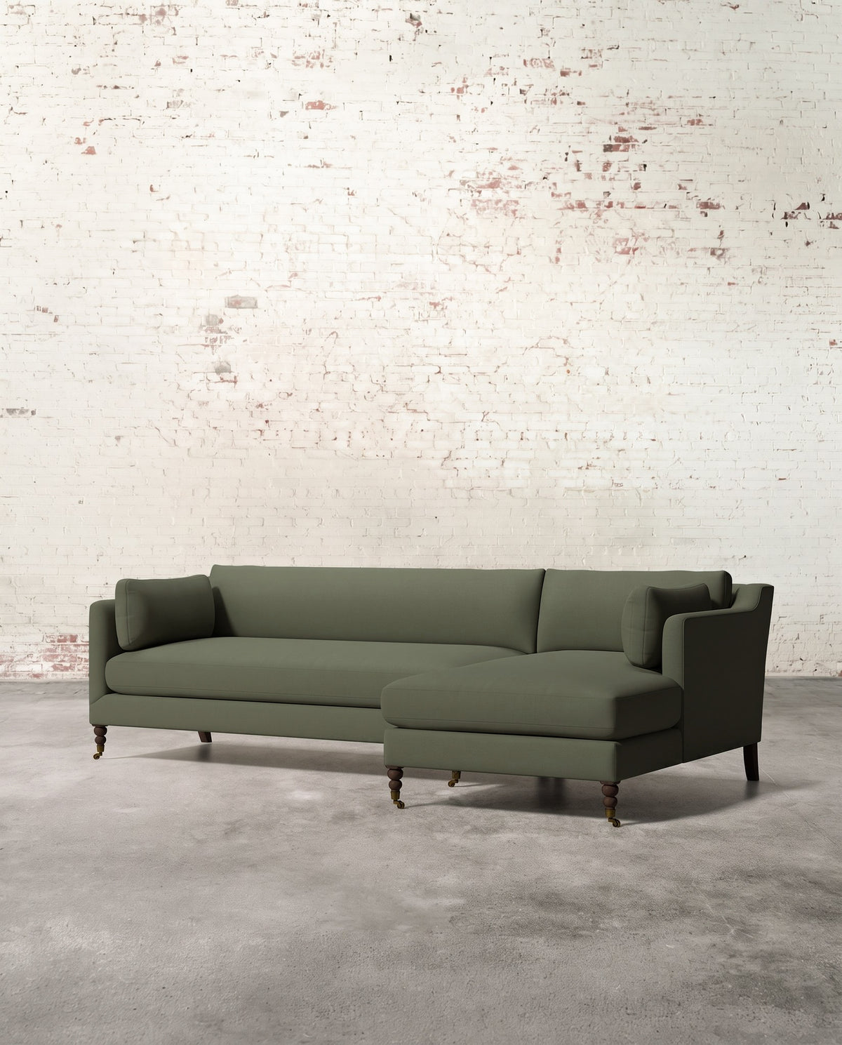 Francis Right Facing Sectional with Brass Casters