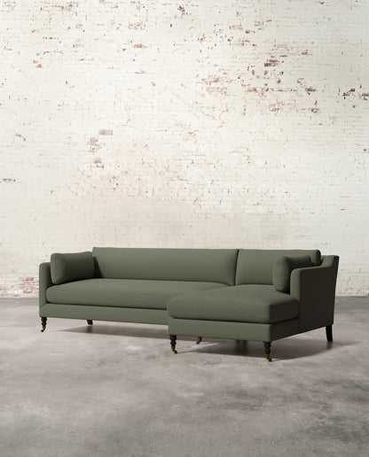 Francis Right Facing Sectional with Brass Casters