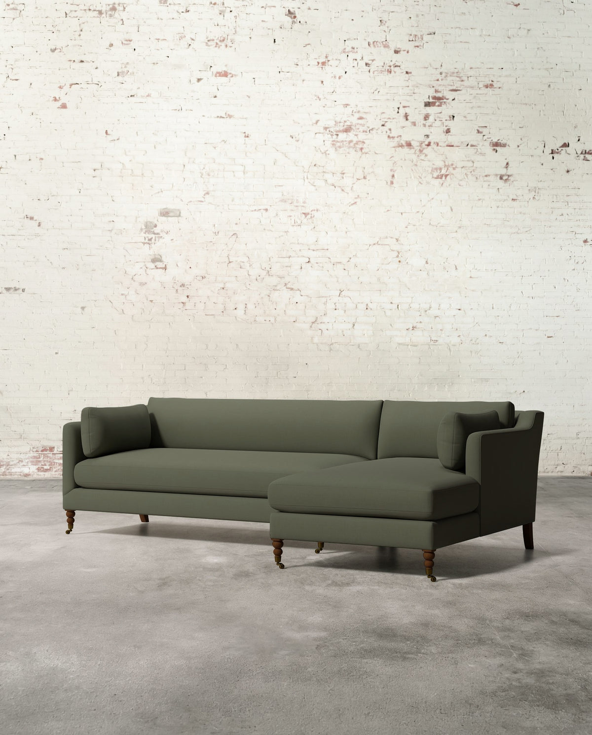 Francis Right Facing Sectional with Brass Casters