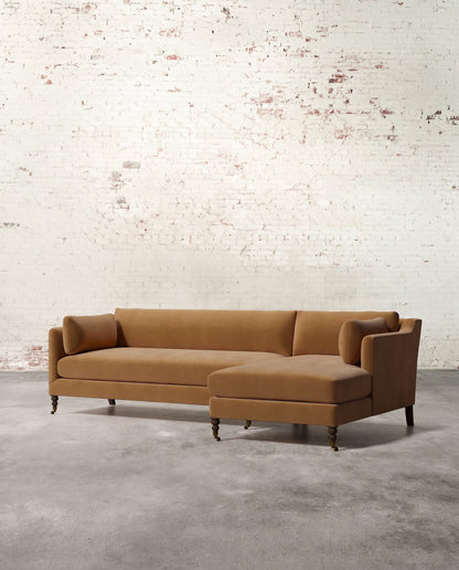 Francis Right Facing Sectional with Brass Casters