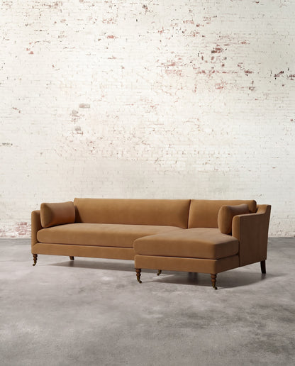 Francis Right Facing Sectional with Brass Casters