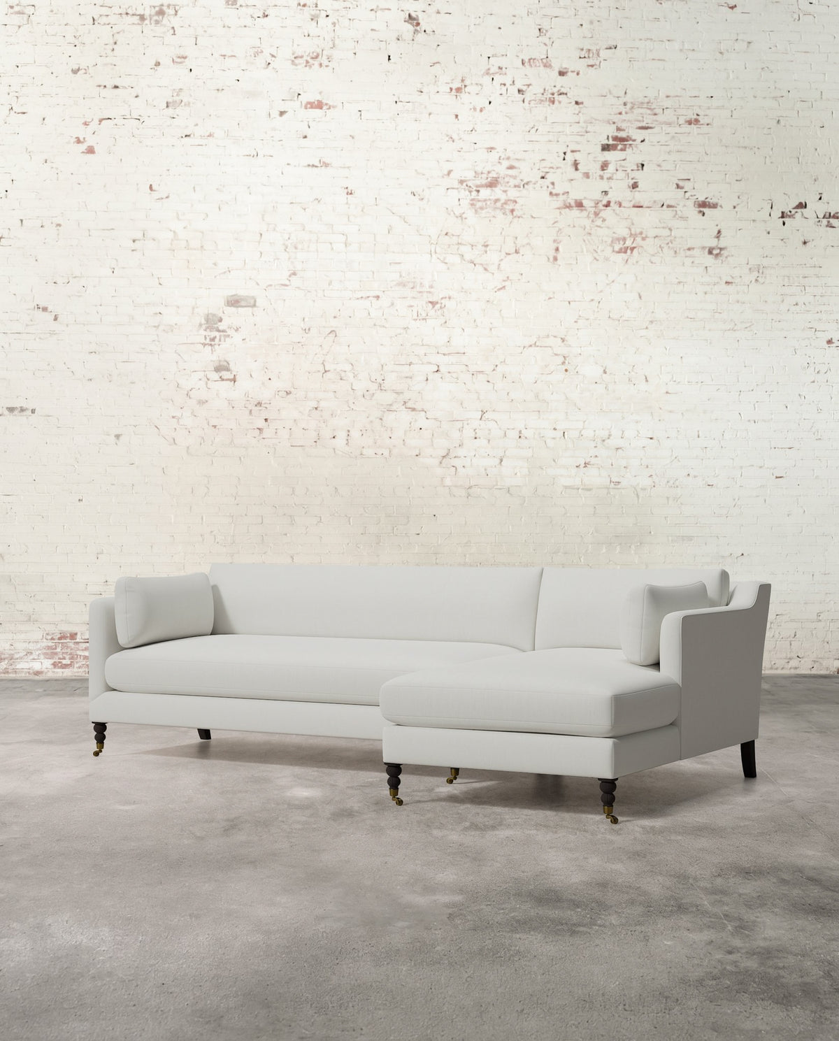 Francis Right Facing Sectional with Brass Casters