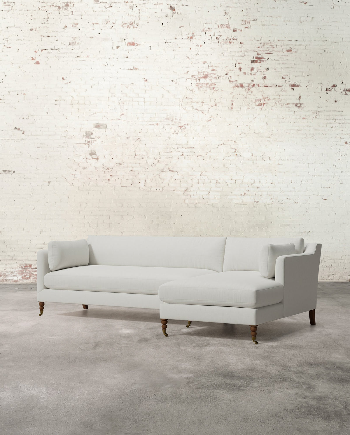 Francis Right Facing Sectional with Brass Casters