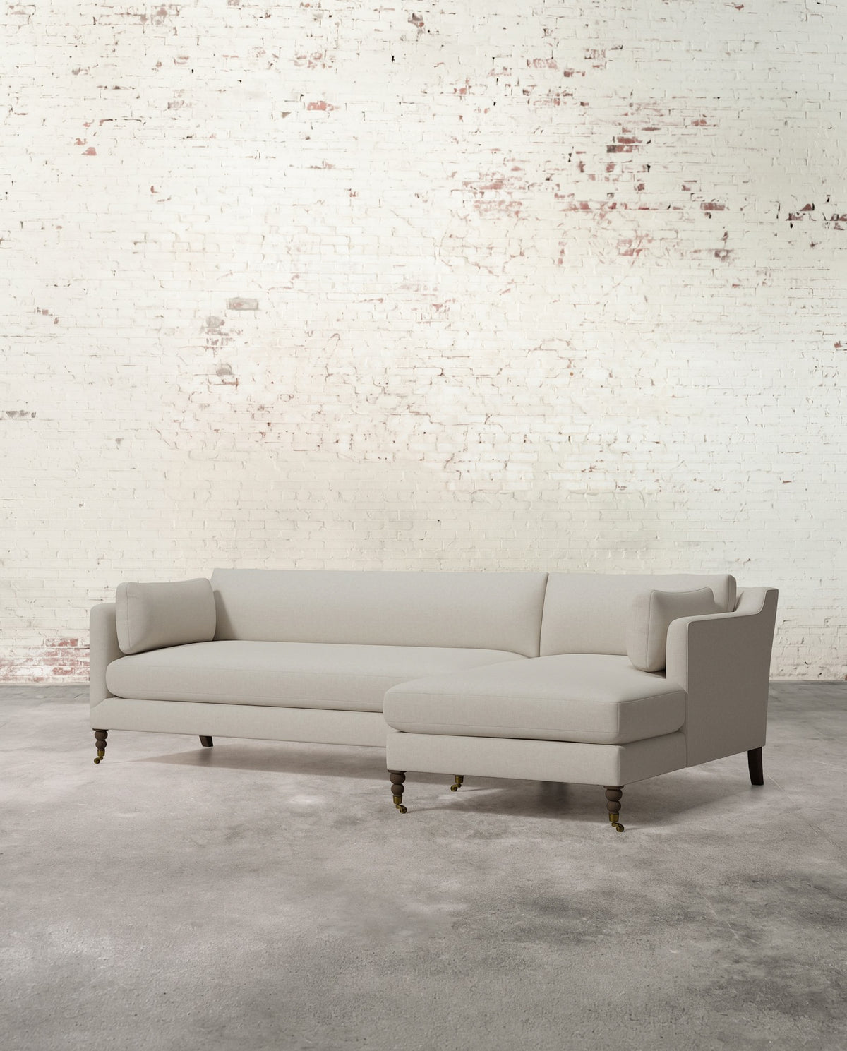 Francis Right Facing Sectional with Brass Casters