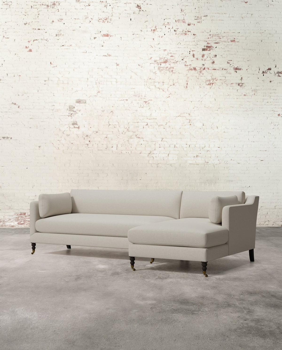 Francis Right Facing Sectional with Brass Casters