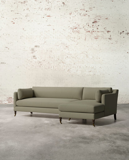Francis Right Facing Sectional with Brass Casters