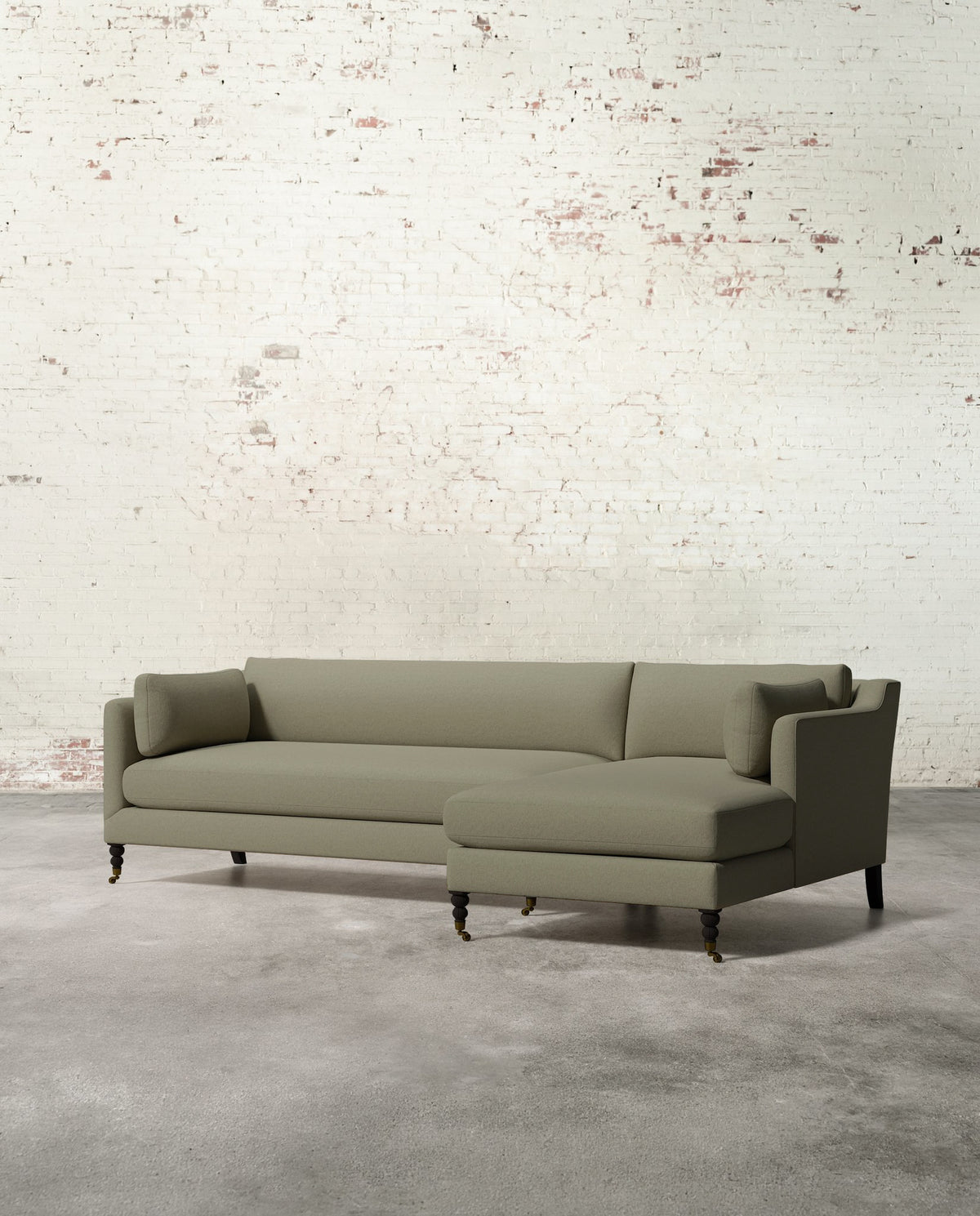 Francis Right Facing Sectional with Brass Casters