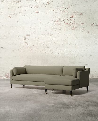 Francis Right Facing Sectional with Brass Casters