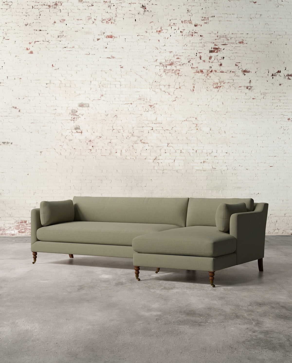 Francis Right Facing Sectional with Brass Casters