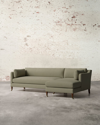 Francis Right Facing Sectional with Brass Casters