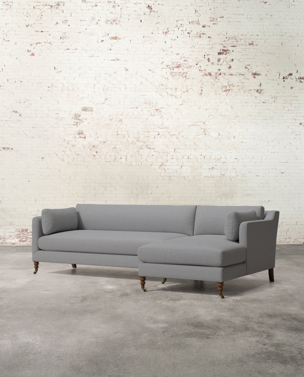 Francis Right Facing Sectional with Brass Casters