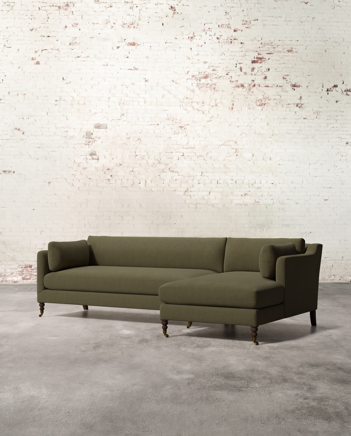 Francis Right Facing Sectional with Brass Casters