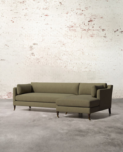 Francis Right Facing Sectional with Brass Casters