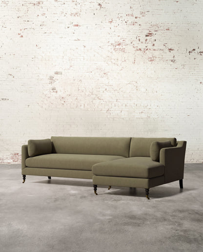 Francis Right Facing Sectional with Brass Casters