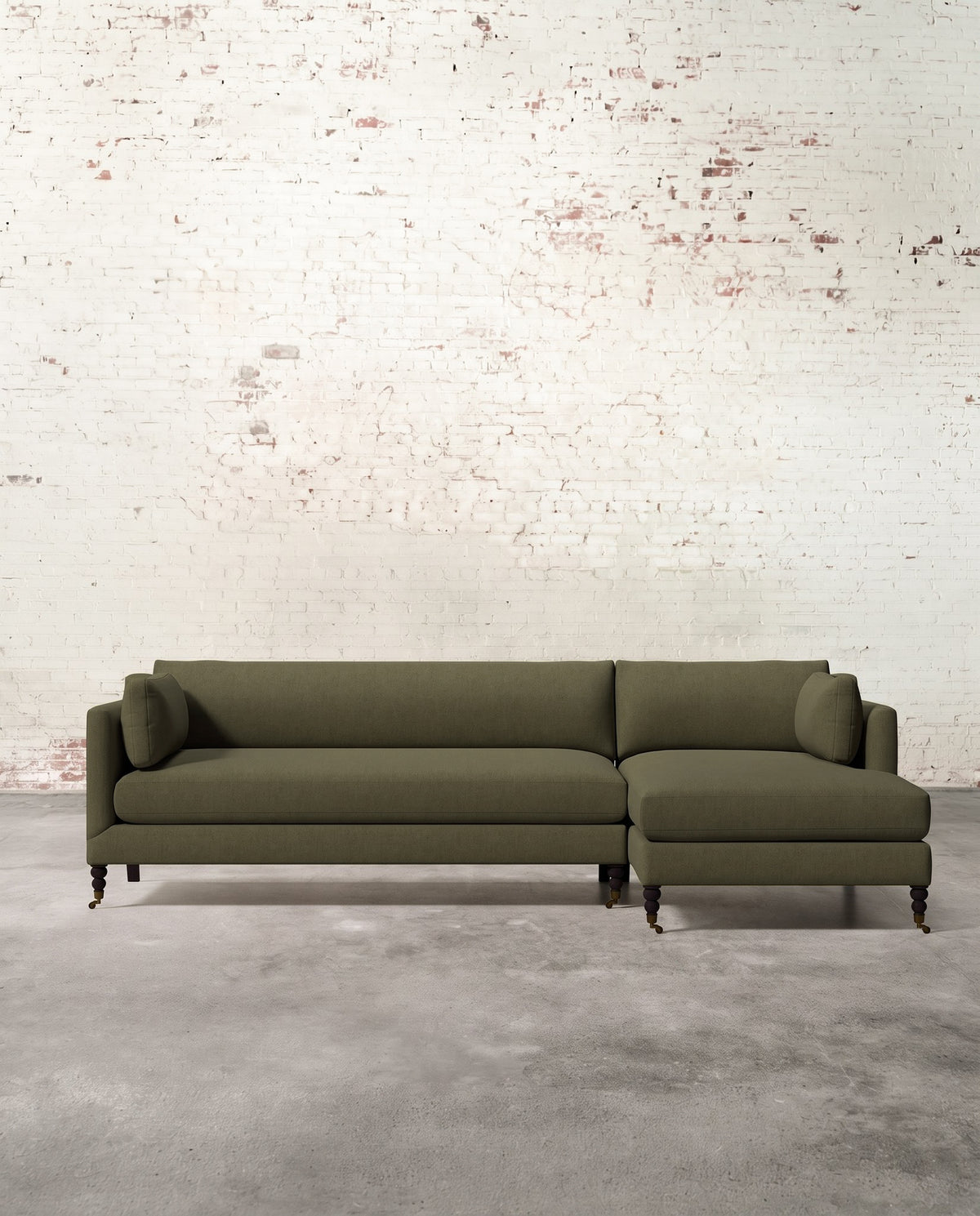 Francis Right Facing Sectional with Brass Casters