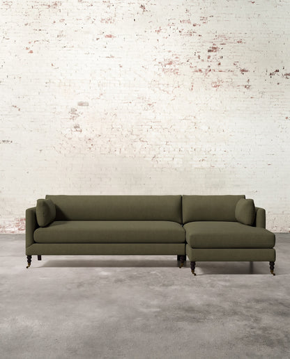 Francis Right Facing Sectional with Brass Casters
