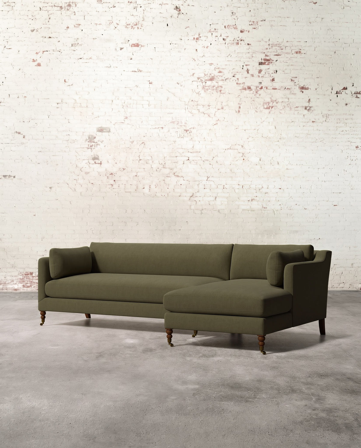 Francis Right Facing Sectional with Brass Casters