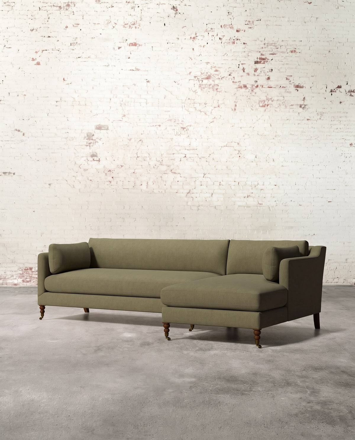 Francis Right Facing Sectional with Brass Casters