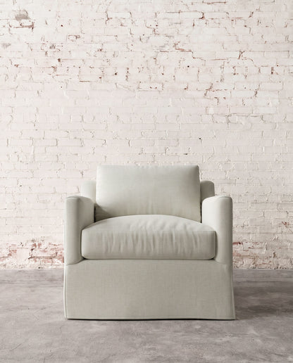 Francis Slipcovered Swivel Chair