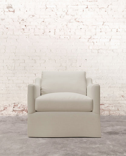 Francis Slipcovered Swivel Chair