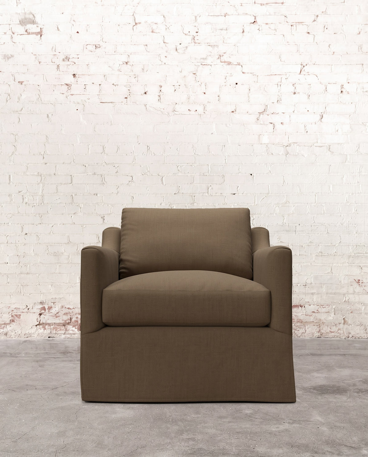 Francis Slipcovered Swivel Chair
