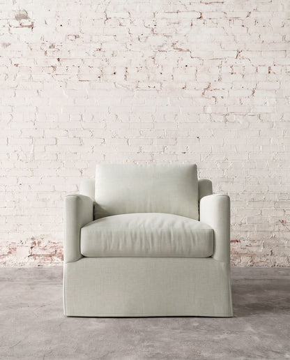 Francis Slipcovered Swivel Chair