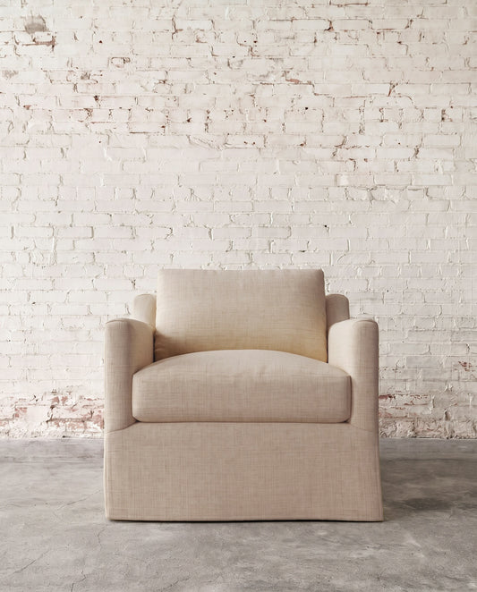 Francis Slipcovered Swivel Chair