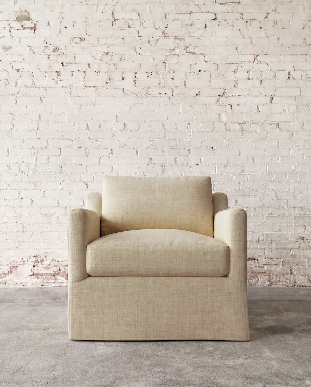 Francis Slipcovered Swivel Chair
