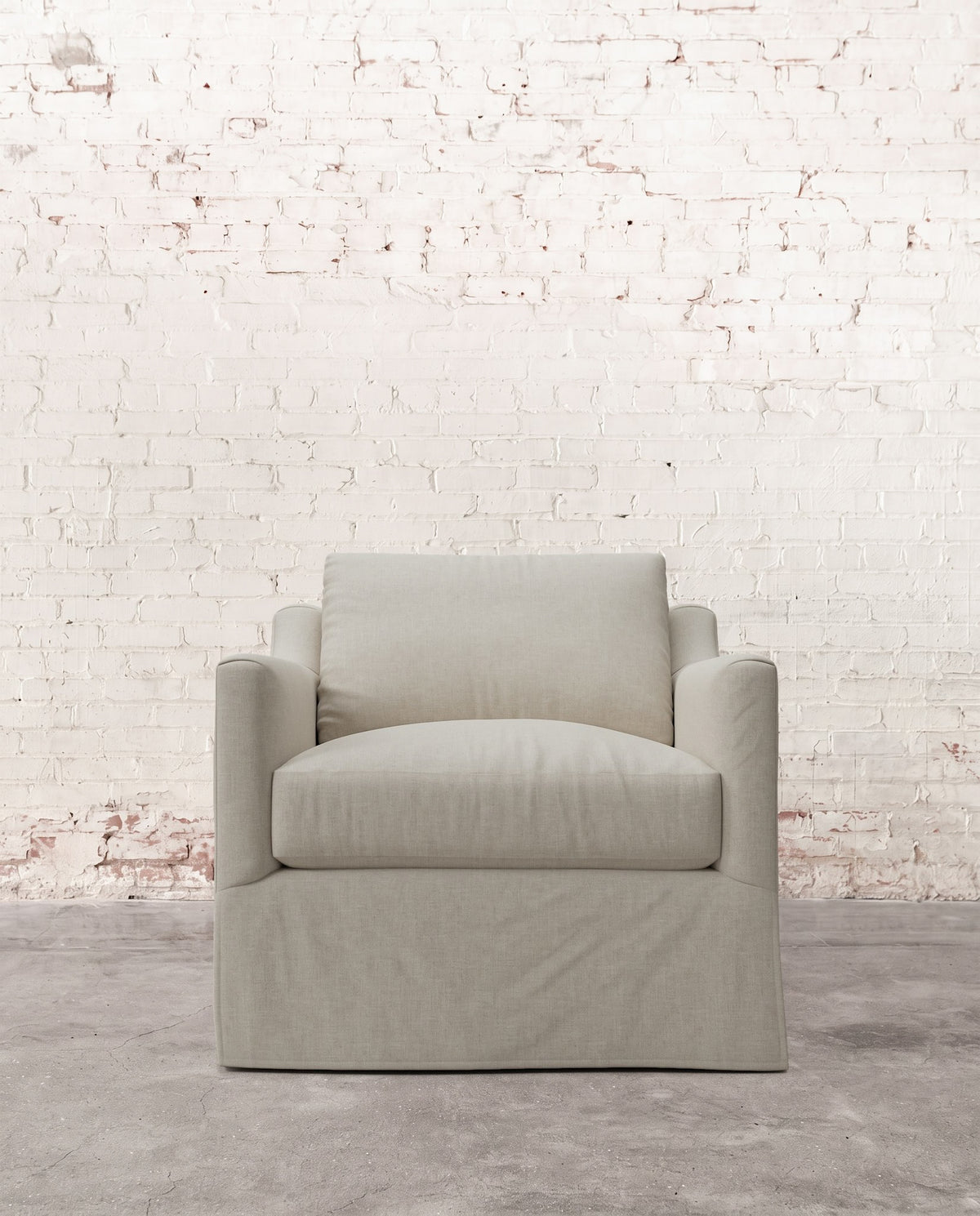 Francis Slipcovered Swivel Chair