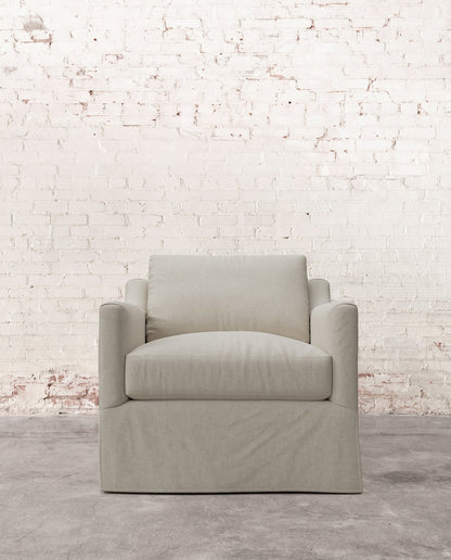 Francis Slipcovered Swivel Chair