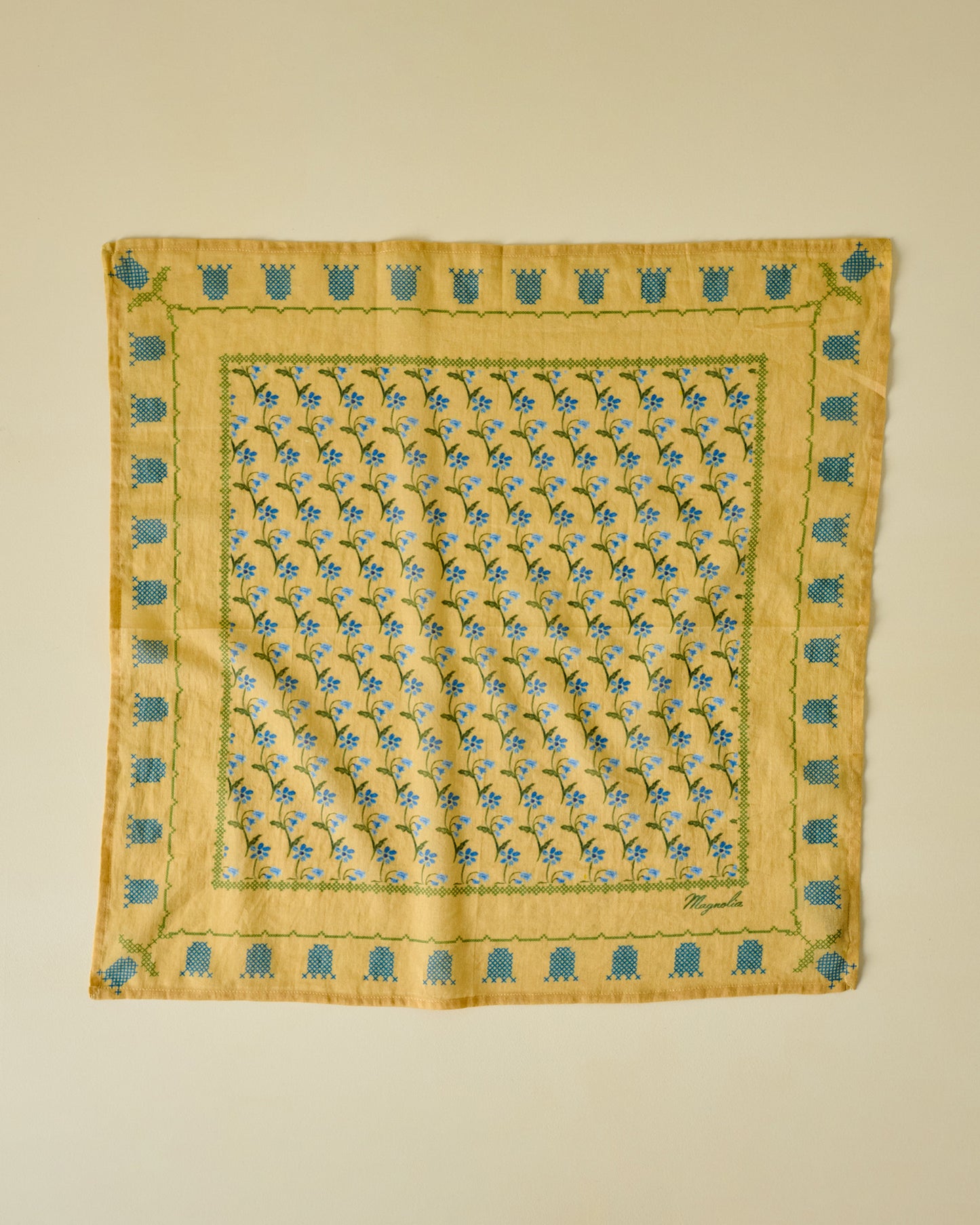 Garden Yellow Bandana untied