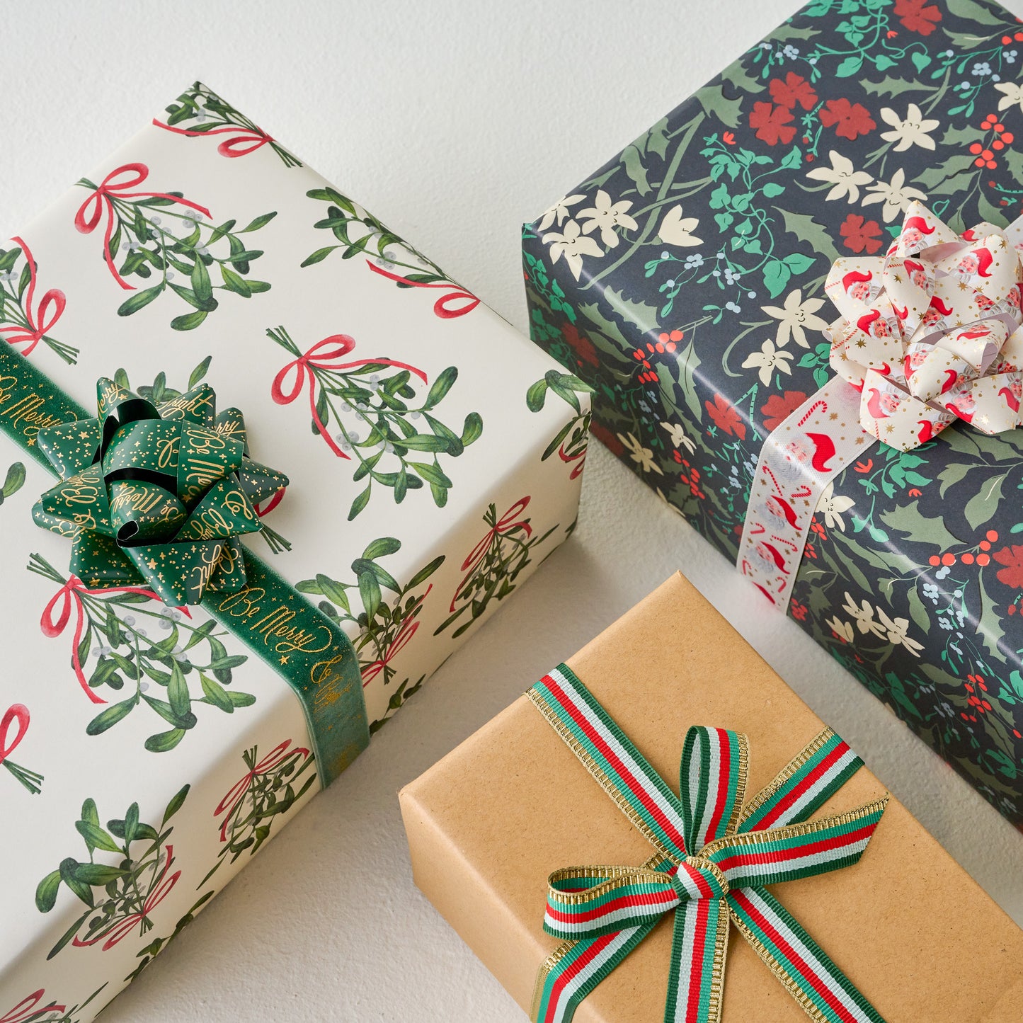 Essential Gift Wrap Bundle ribbon shown on gifts