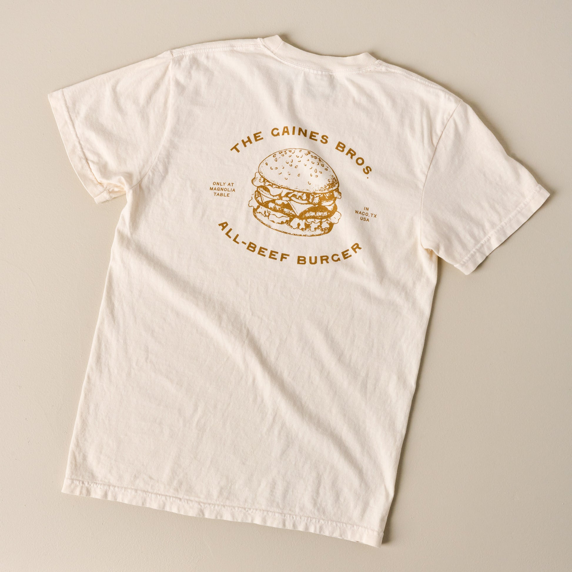 Back of Gaines Bros Burger Ivory Tee