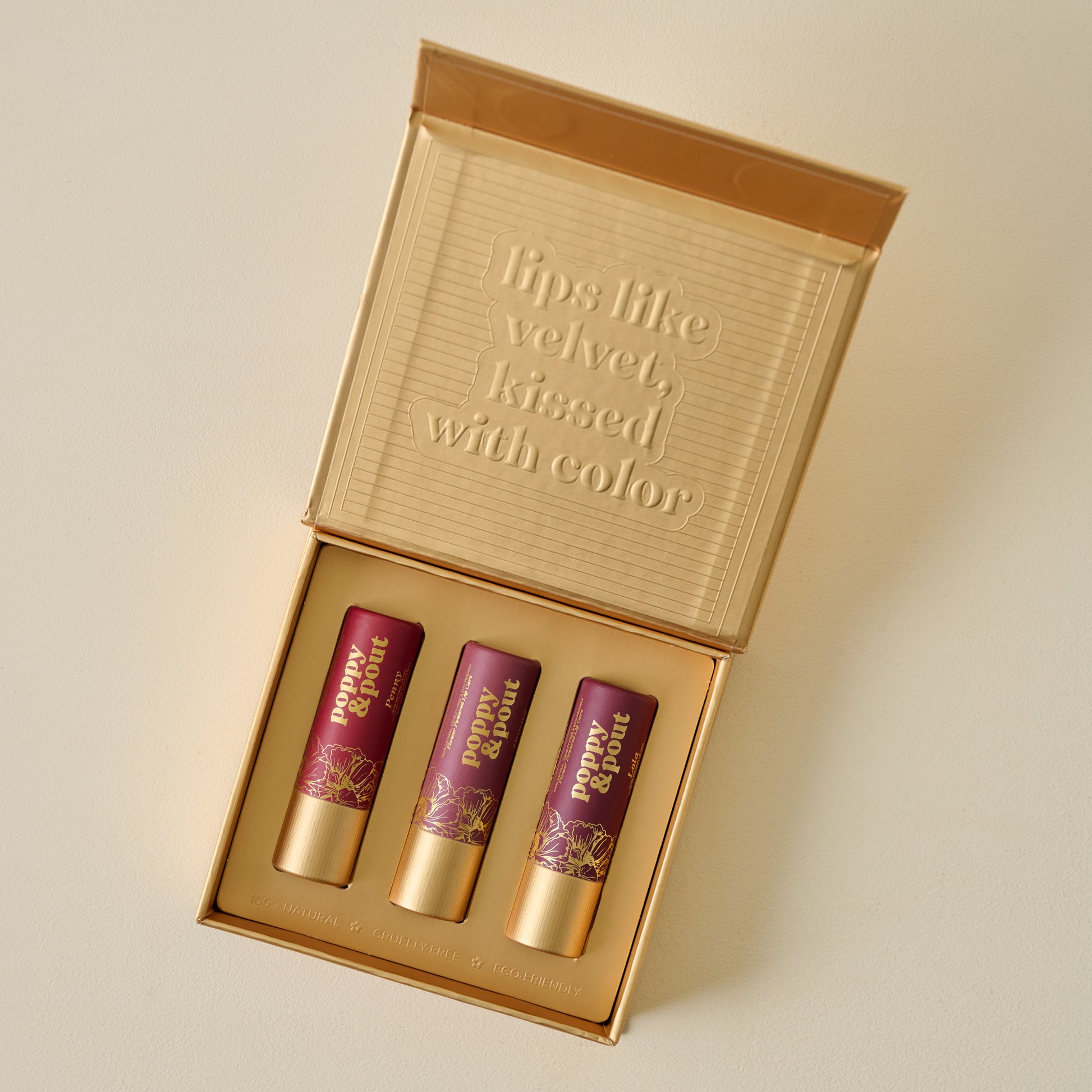 Dark and Dreamy Lip Tint Trio shown in box