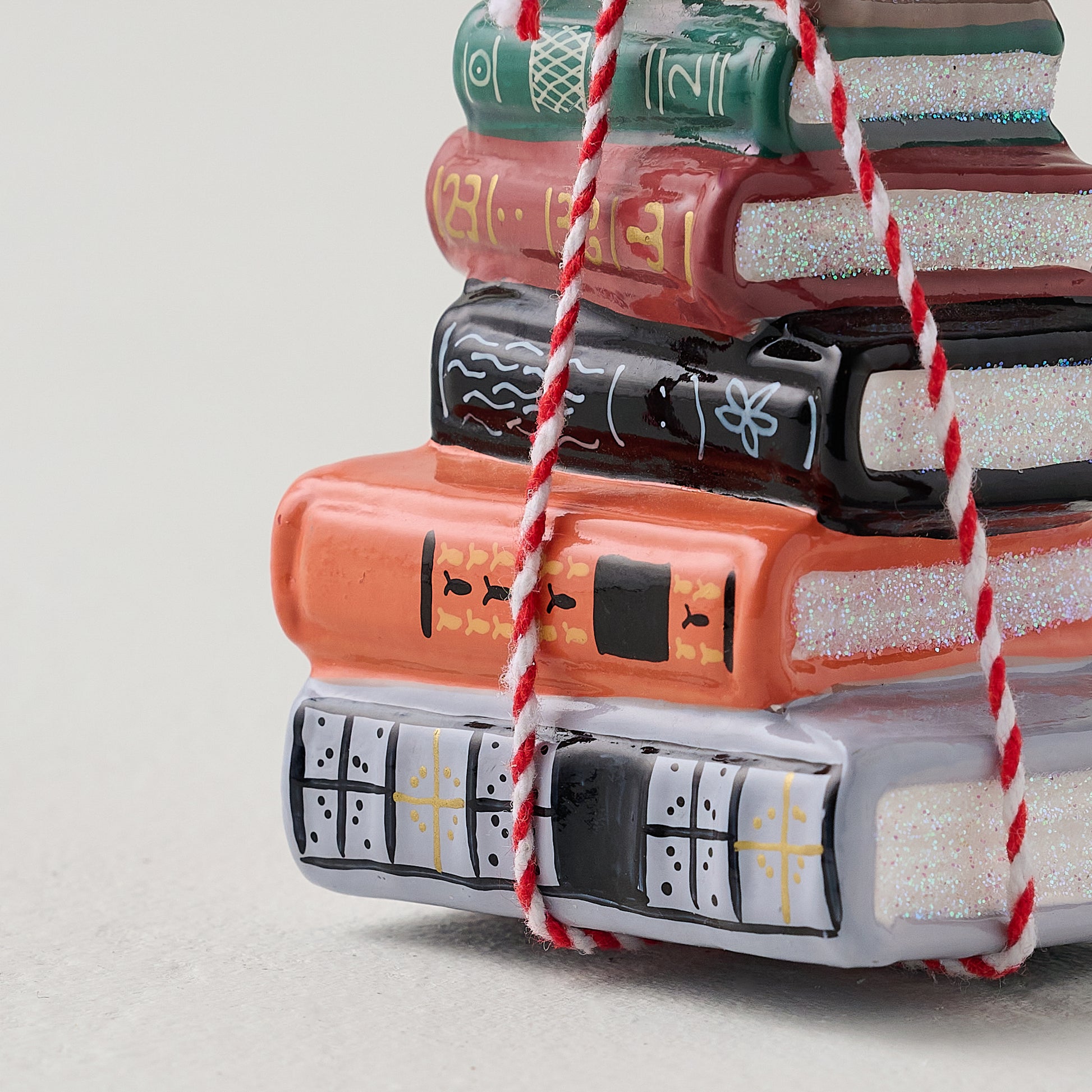 Bookstack Ornament up close