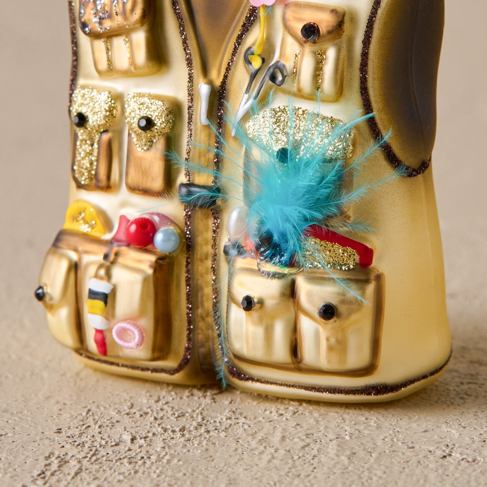 Fisherman's Favorite Vest Ornament up close
