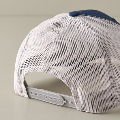 Good Boots Navy Leather Patch Hat back view