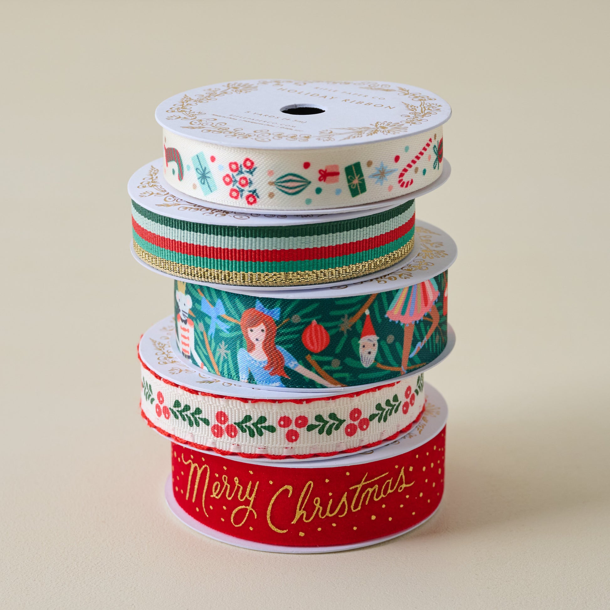 Nutcracker Holiday Ribbon Set shown stacked
