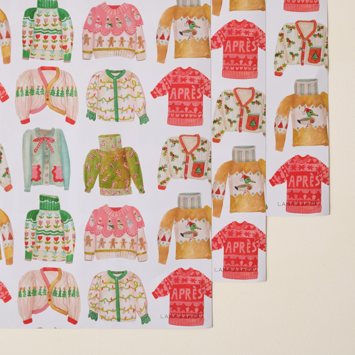 Holiday Sweater Gift Wrap Sheets