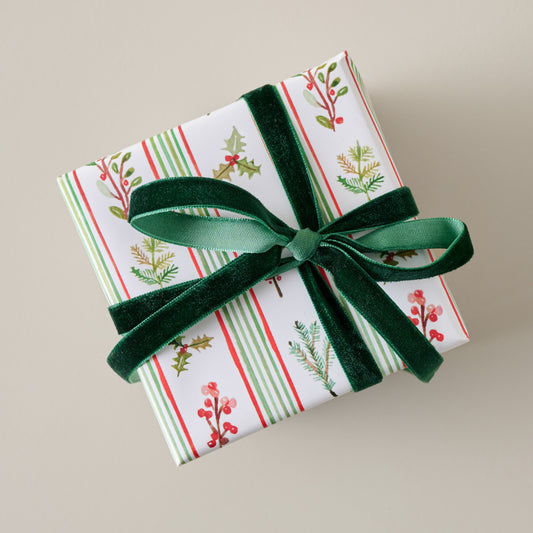 Holiday Garland Gift Wrap Sheets shown on gift