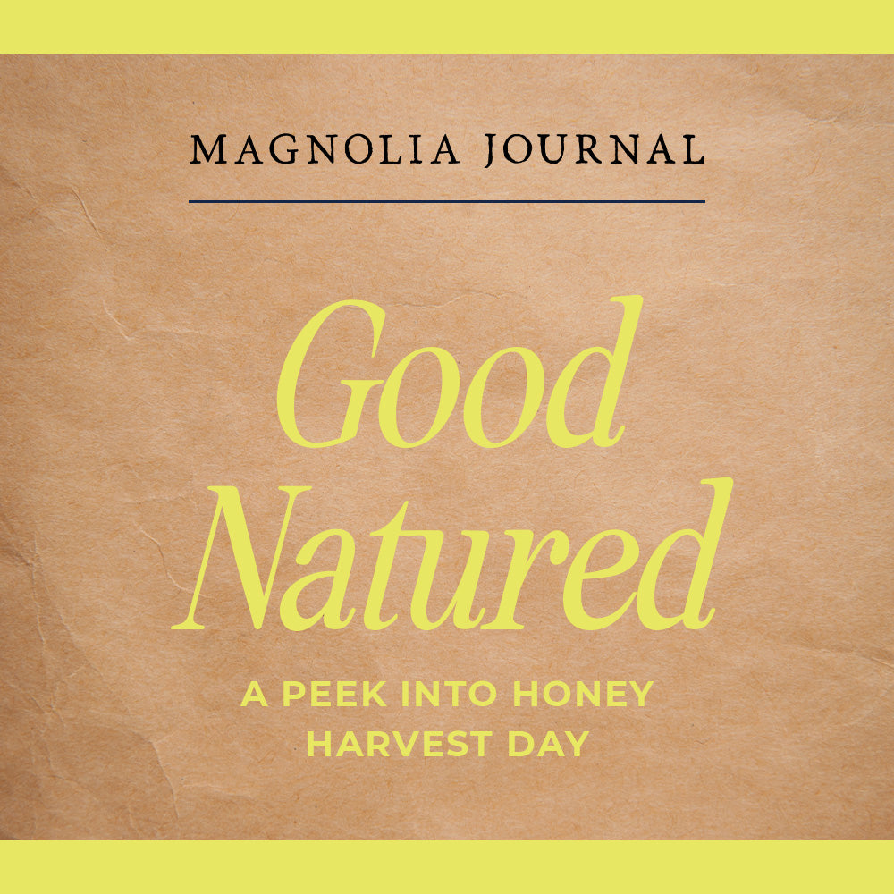Cover of 'Good Natured' by Magnolia Journal with brown background and yellow text.