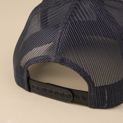 Magnolia Charcoal Grey Leather Patch Hat back of hat