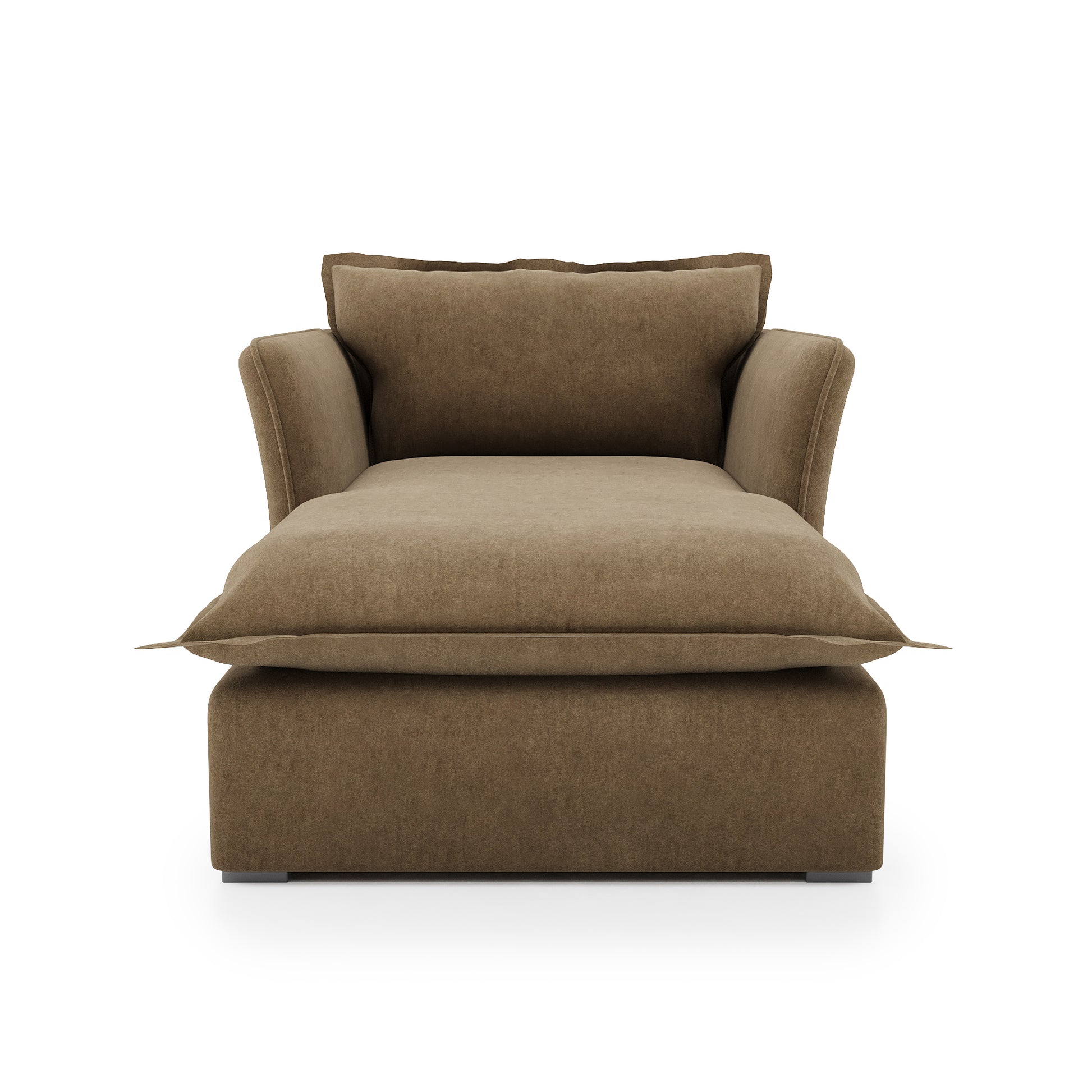 Sunday Chaise camel velvet front view
