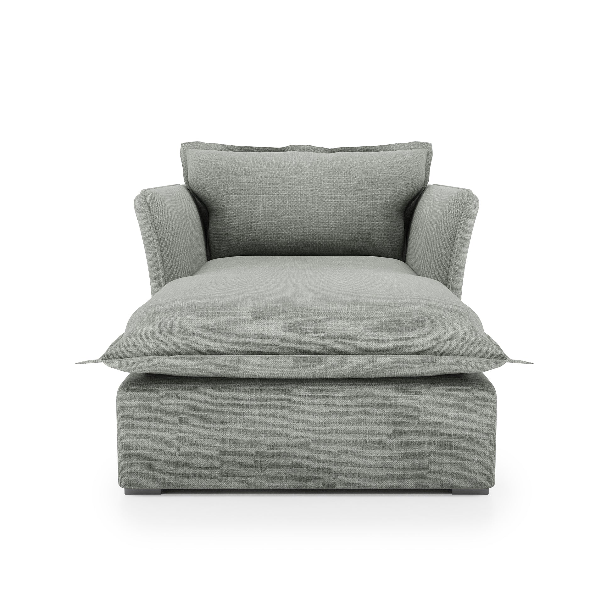 Sunday Chaise dove grey linen front view