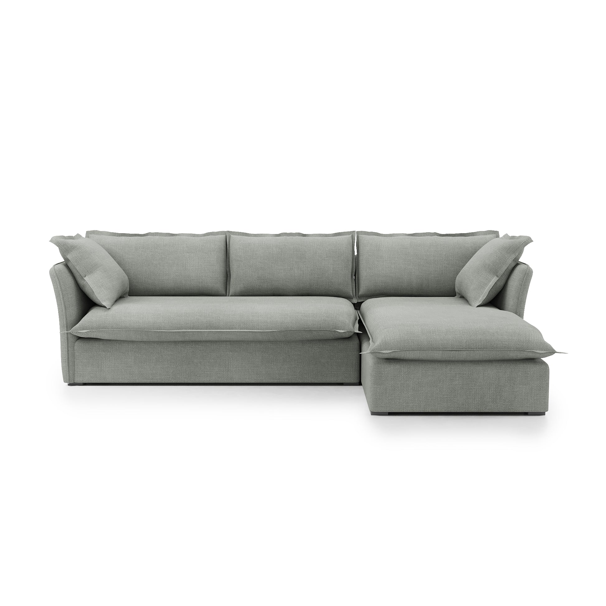 Sunday 2 Piece Sectional dove grey linen right chaise front view
