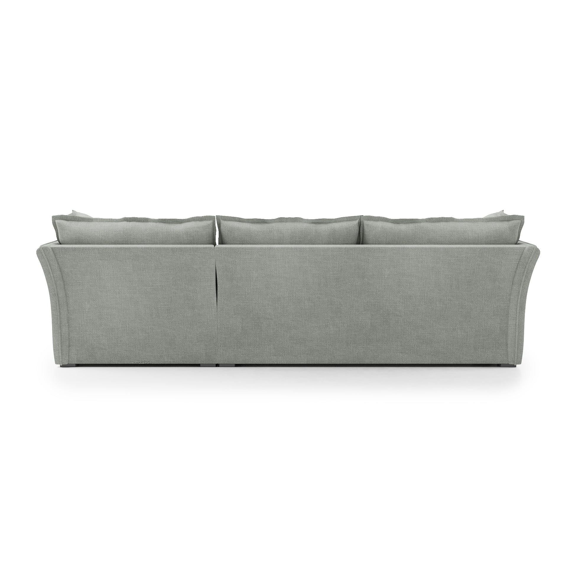 Sunday 2 Piece Sectional dove grey linen back view