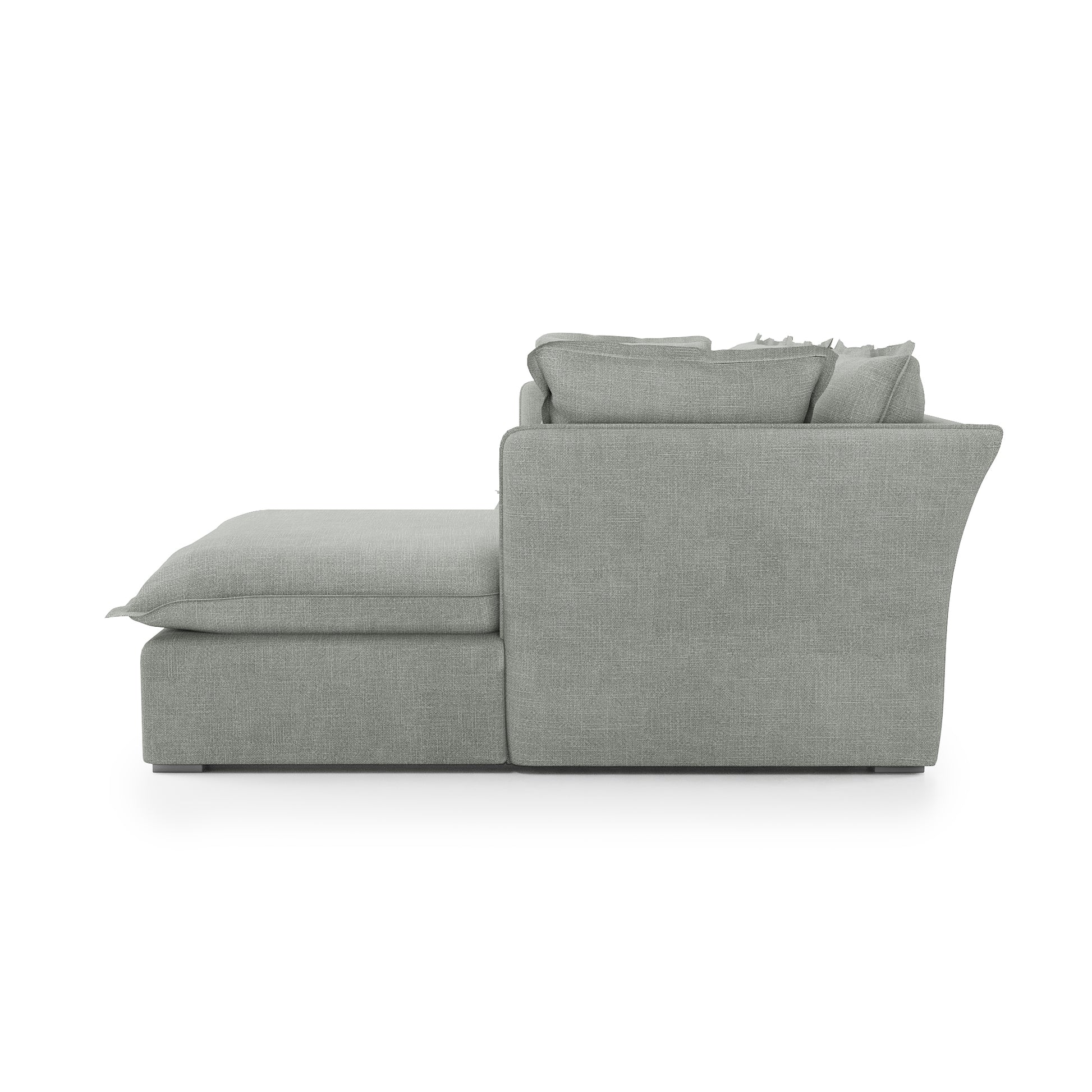 Sunday 2 Piece Sectional dove grey linen side view