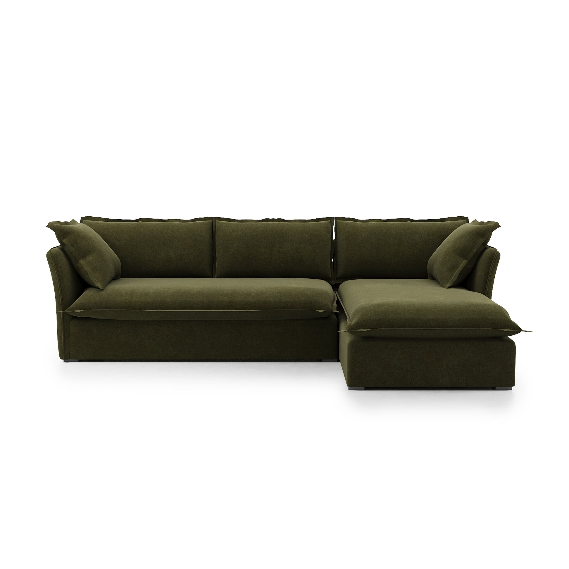 Sunday 2 Piece Sectional forest velvet front view