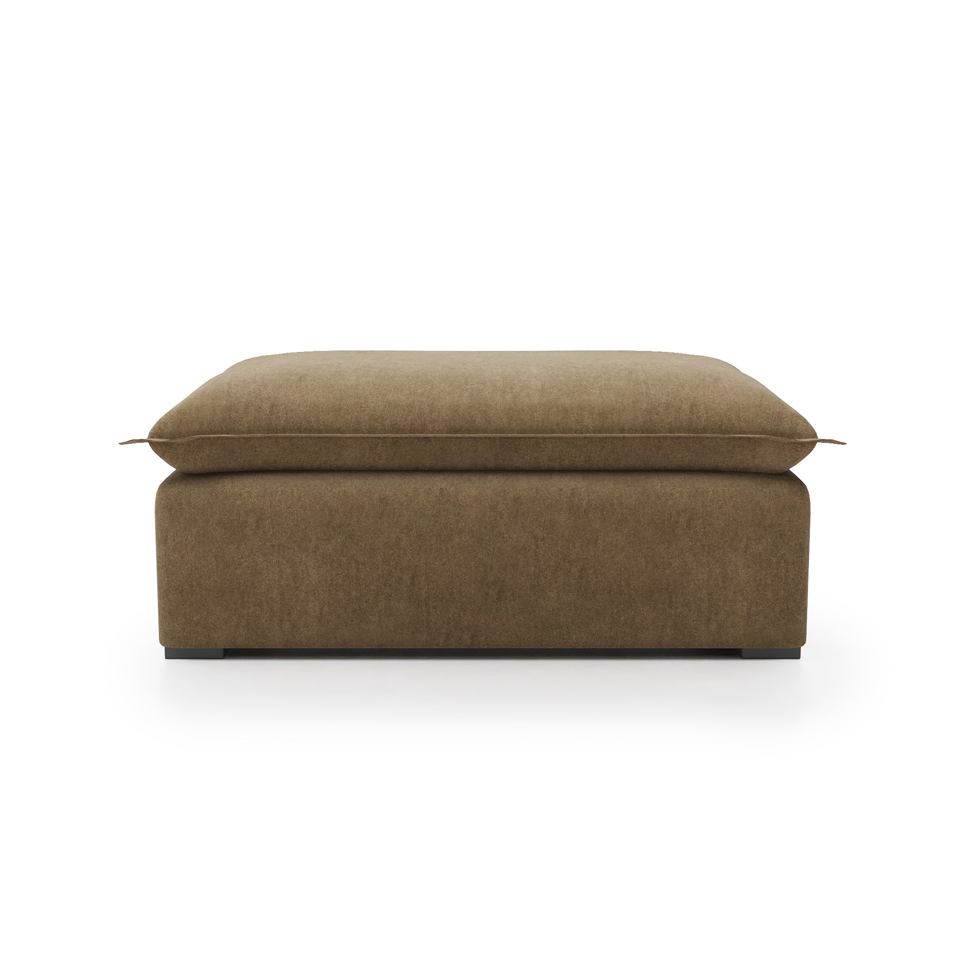 Sunday Ottoman in camel velvet front view