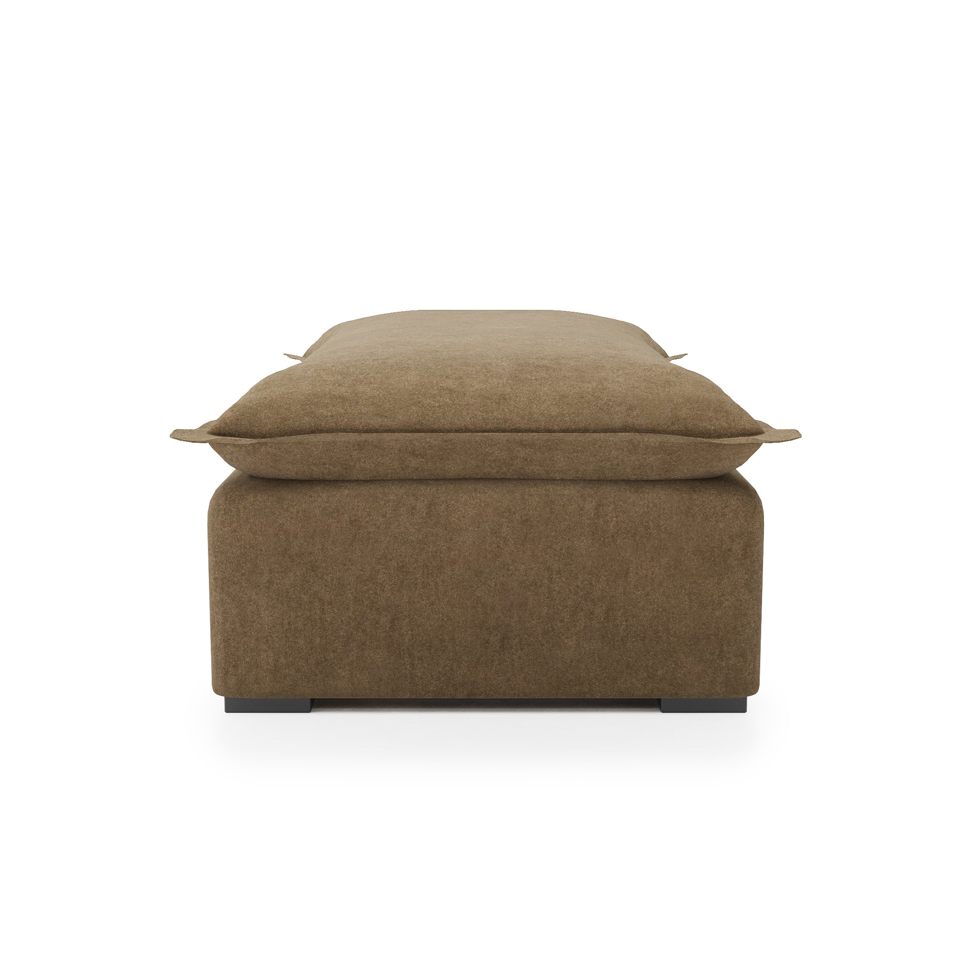 Sunday Ottoman in camel velvet side view